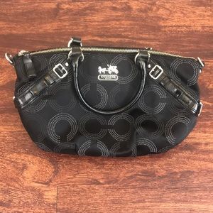 Coach Madison Dotted Op Art Large Sophia Satchel - black/white